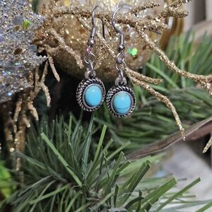Turquoise Silver Dangle Earrings